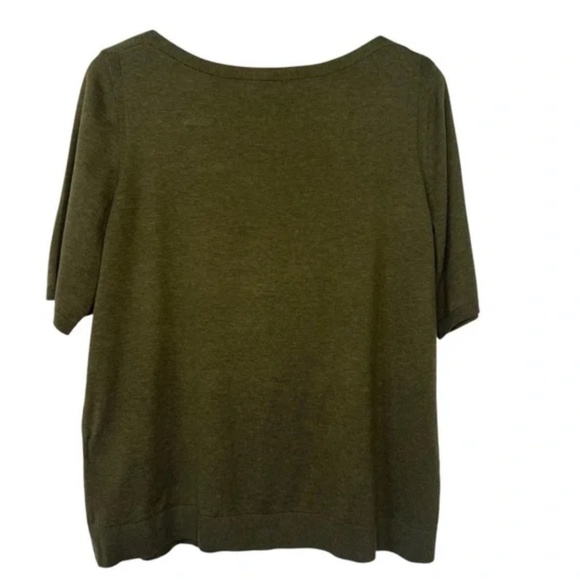 Banana Republic Stretch Cotton Sweater Womens XL Olive Green Short Sleeve - Picture 4 of 5